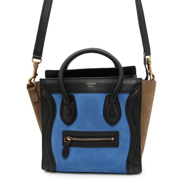 Celine Luggage Nano Shopper Handbag in Suede and Leather (168243) - Black (2-... - Picture 1 of 16